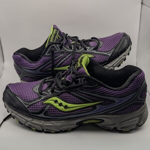 Saucony Cohesion 7 Women's Size 11 Running Shoes Sneakers Purple Lime Green Gray